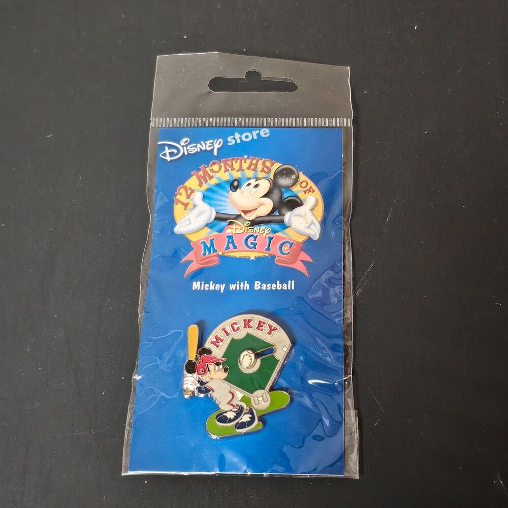 Mickey with Baseball 12 Months of Magic Disney Store Collectible Trading Pin NIP